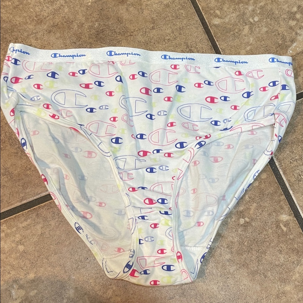 Champion Girls' 6-Pack Briefs - Pink, Lime, Blue, White Logo Print. NEW - Picture 2 of 3